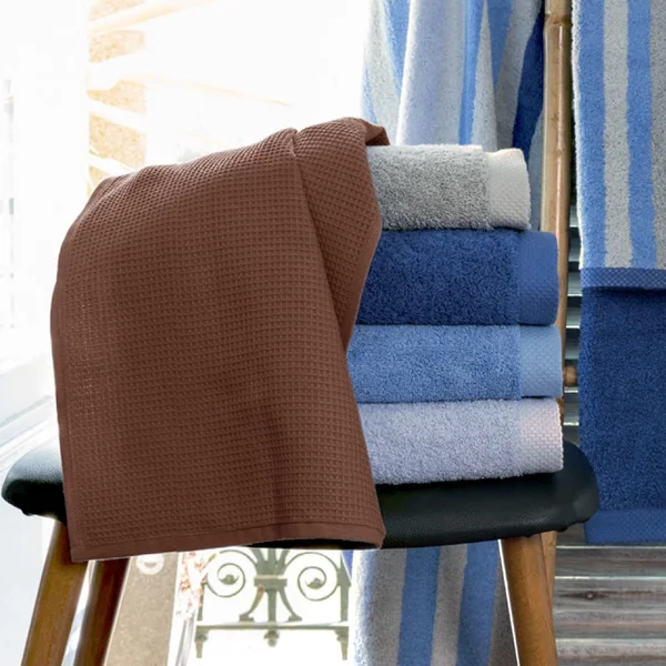 Drap de douche 70x140 cm nid d'abeille PURE WAFFLE 300 g/m² marron