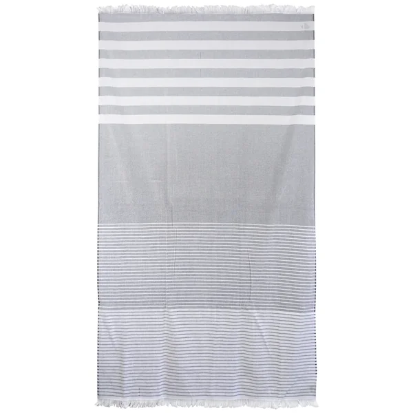Drap de plage Fouta 100x180 cm 100% coton 290 g/m² LIEPAJA Rayures grises