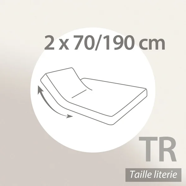 Drap housse relaxation uni 2x70x190 cm 100% coton ALTO Chamois - TR Tête relevable uniquement