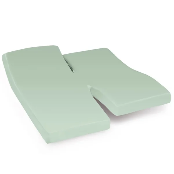 Drap housse relaxation uni 2x70x190 cm 100% coton ALTO vert fleur d'amandier - TPR Tête et pied relevable