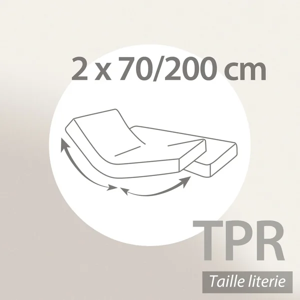 Drap housse relaxation uni 2x70x200 cm 100% coton ALTO Belle ile - TPR Tête et pied relevable