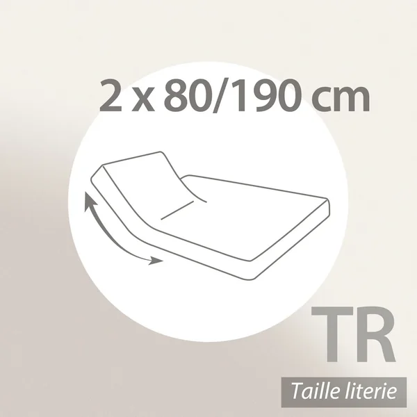 Drap housse relaxation uni 2x80x190 cm 100% coton ALTO Macaron - TR Tête relevable uniquement
