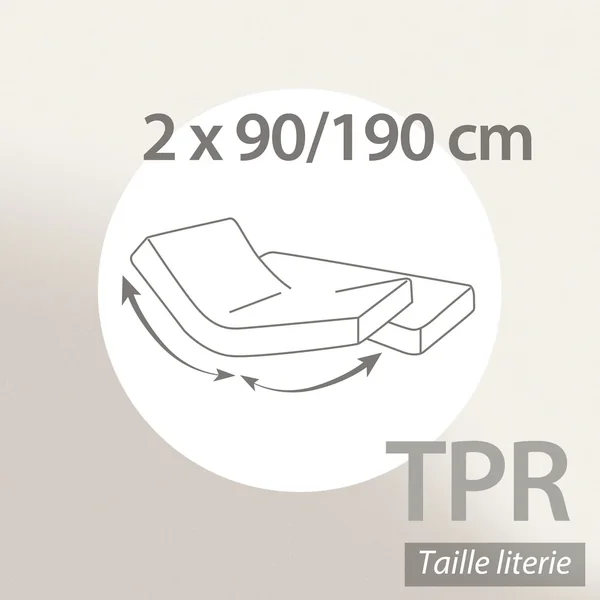Drap housse relaxation uni 2x90x190 cm 100% coton ALTO bleu Jean - TPR Tête et pied relevable