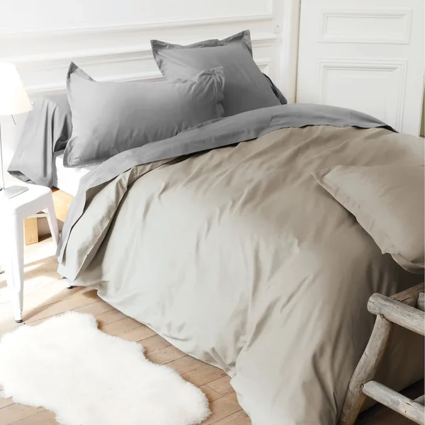 Drap housse relaxation uni 2x90x200 cm 100% coton ALTO Chamois - TR Tête relevable uniquement