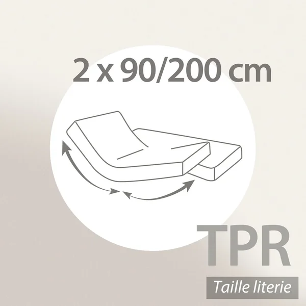 Drap housse relaxation uni 2x90x200 cm 100% coton ALTO Manhattan - TPR Tête et pied relevable
