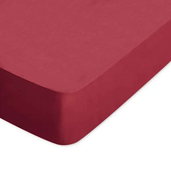 Drap housse uni 100x200 cm bonnet 50 cm 100% coton ALTO rouge Garance