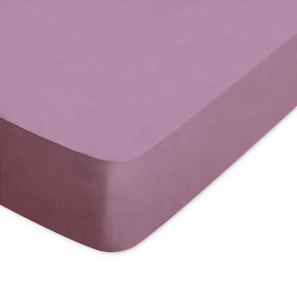 Drap housse uni 120x190 cm bonnet 50 cm 100% coton ALTO violet Raisin