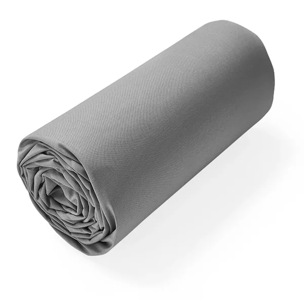 Drap housse uni 130x200 cm bonnet 40 cm 100% coton ALTO gris Alu