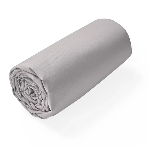 Drap housse uni 160x210 cm bonnet 40 cm 100% coton ALTO gris calcium