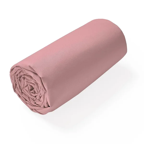 Drap housse uni 160x210 cm bonnet 50 cm 100% coton ALTO rose macaron