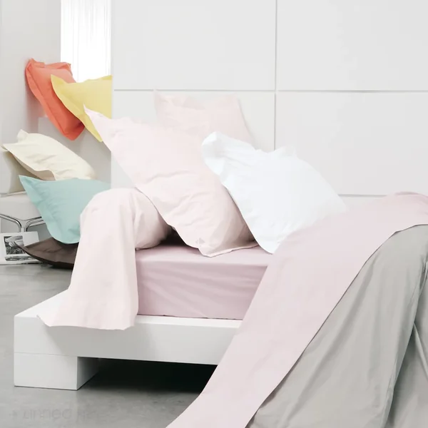Drap housse uni 180x200 cm bonnet 30 cm percale PRIMO Blanc