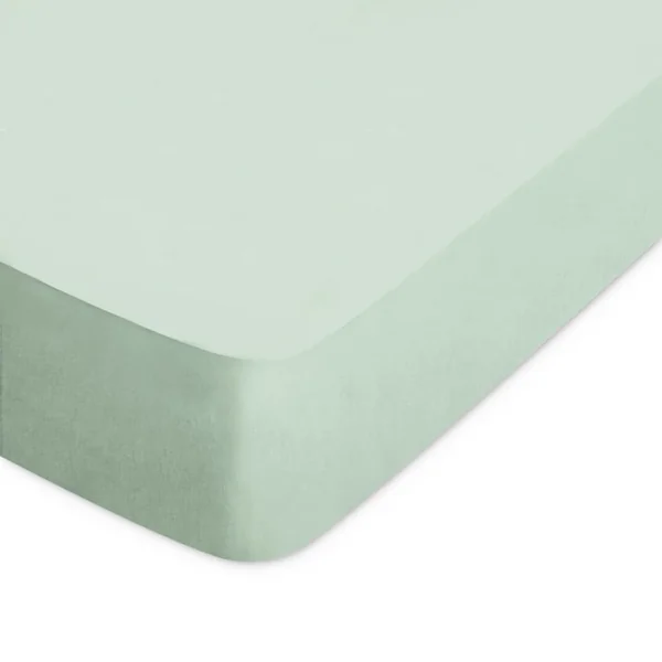 Drap housse uni 200x200 cm bonnet 40 cm 100% coton ALTO vert fleur d'amandier