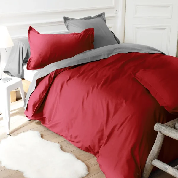 Drap housse uni 70x190 cm bonnet 40 cm 100% coton ALTO rouge Garance