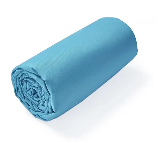 Drap housse uni 80x190 cm bonnet 40 cm 100% coton ALTO bleu sky