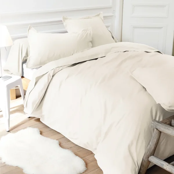 Drap housse uni 80x210 cm bonnet 30 cm 100% coton ALTO Crème
