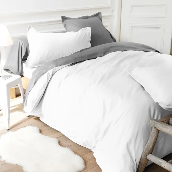 Drap housse uni 80x220 cm bonnet 30 cm 100% coton ALTO Blanc