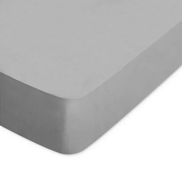 Drap housse uni 80x220 cm bonnet 50 cm 100% coton ALTO gris Alu