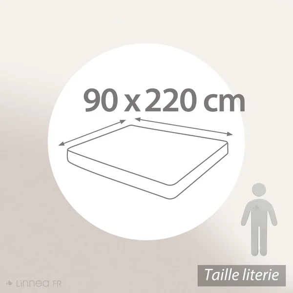 Drap housse uni 90x220 cm bonnet 30 cm 100% coton ALTO Belle ile