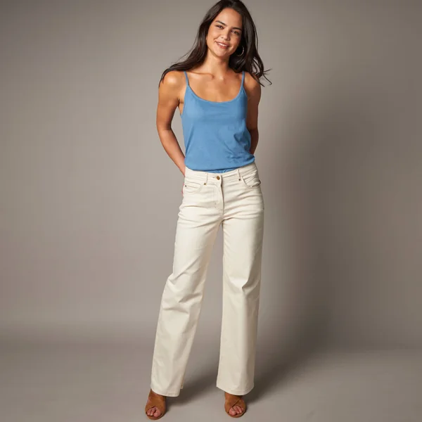 Débardeur fines bretelles uni, bleu denim