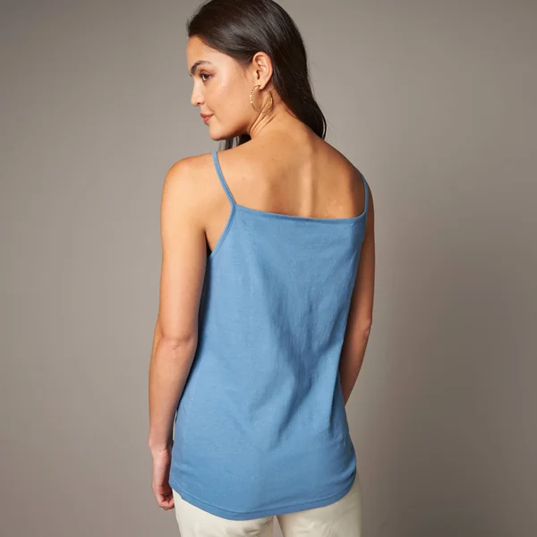 Débardeur fines bretelles uni, bleu denim