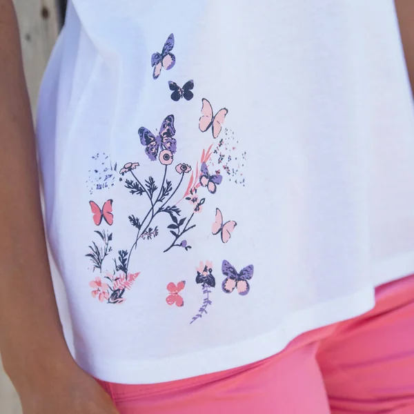 Débardeur imprimé papillon placé, blanc