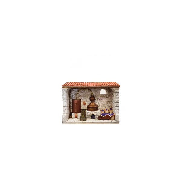 Décor de crèche de Noël distillerie façade Santons Escoffier - 22,5 x 5 x 17 cm