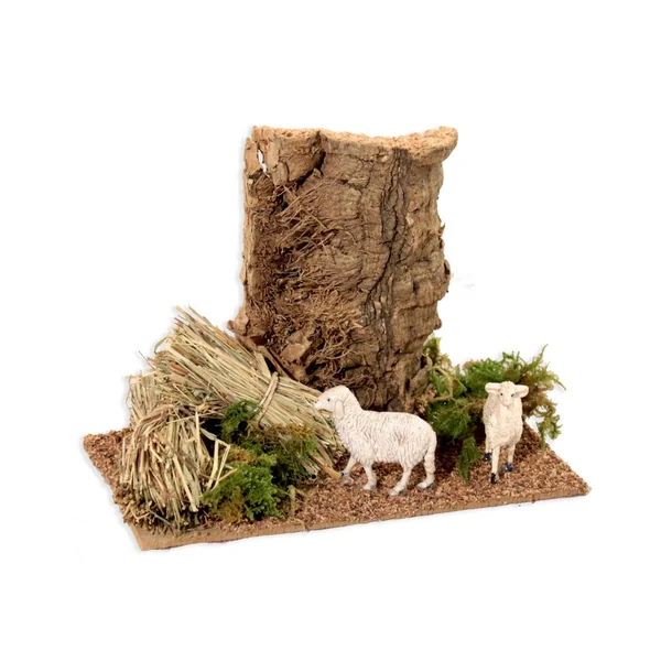 Décor de crèche de Noël enclos avec brebis Santons Escoffier - 17 x 9 x 13 cm