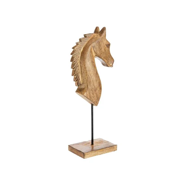 Décoration tête de cheval à poser en bois de manguier - 38 x 12 x 9 cm