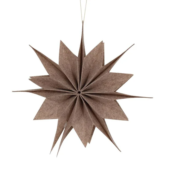 Décoration à suspendre forme étoile en feutrine marron - Ø 40 cm