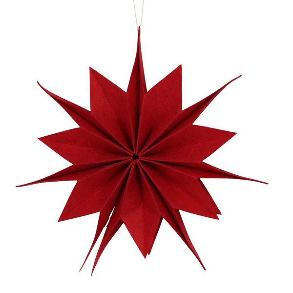 Décoration à suspendre forme étoile en feutrine rouge - Ø 40 cm