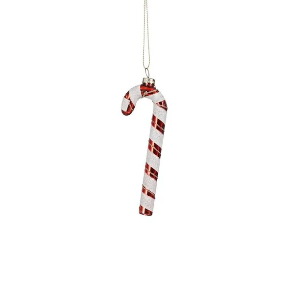 Décoration à suspendre sucre d’orge en verre rouge et blanc - 4 x 12 cm