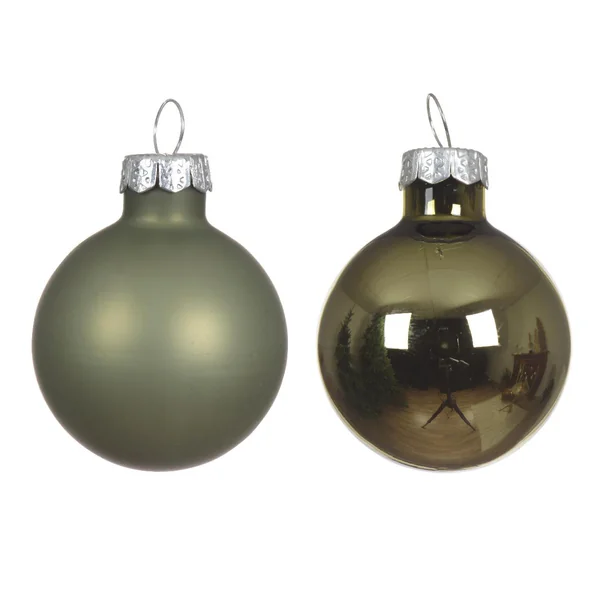 Ensemble de 16 boules en verre brillant et mat vert romarin - Ø 3,5 cm
