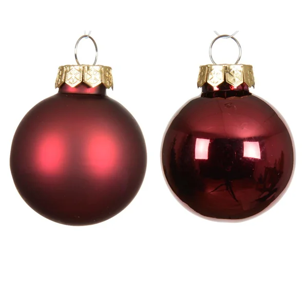 Ensemble de 20 boules en verre brillant et mat bordeaux - Ø 6 cm