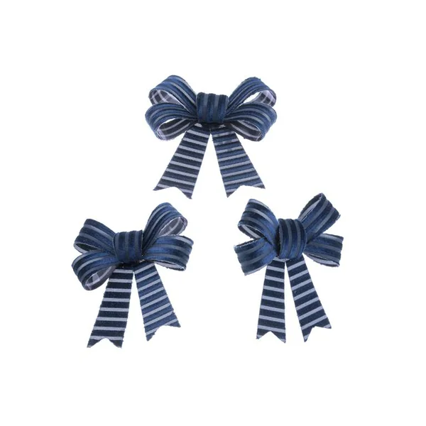 Ensemble de 3 nœuds en velours côtelé bleu marine - 10 x 12,7 cm