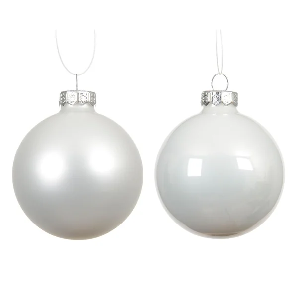 Ensemble de 6 boules en verre émaillé et mat blanc d’hiver - Ø 8 cm