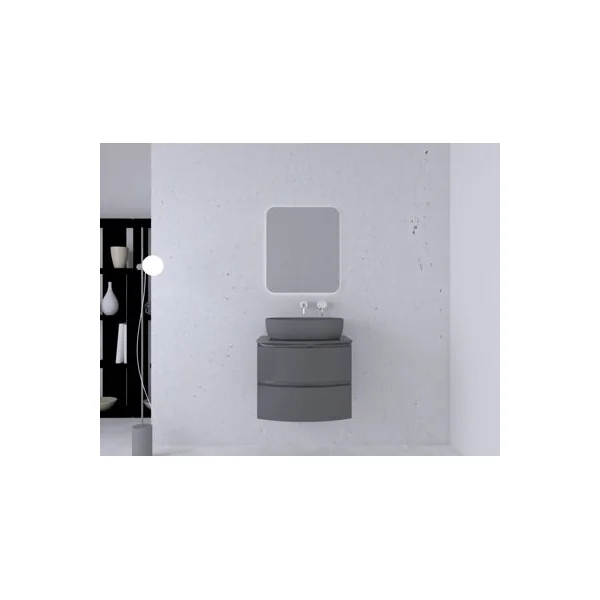 Ensemble salle de bains l.70 cm meuble sous vasque + plan de toilette gris anthracite brillant Vague