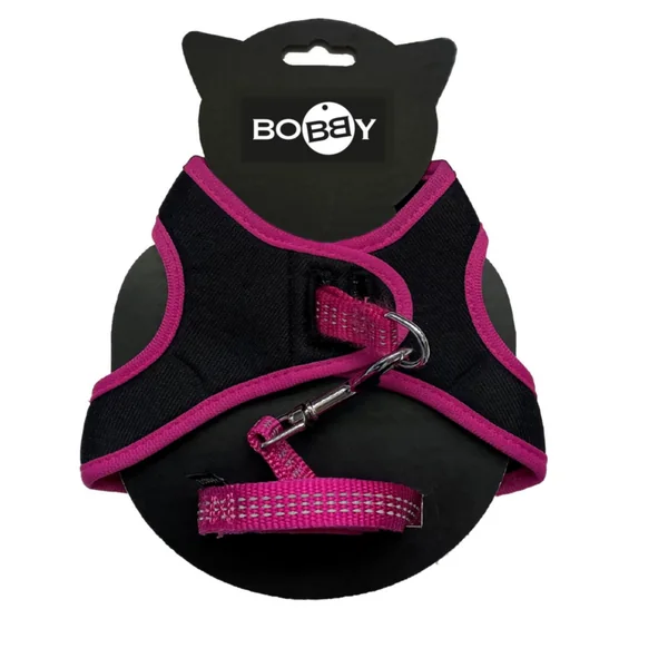 Ensemble sellerie pour chat coloris fuchsia pack harnais et laisse Bobby Safe - Taille XS