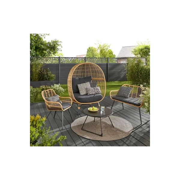 Fauteuil de jardin GoodHome Apolima en acier - Coloris marron - Hauteur 80 cm
