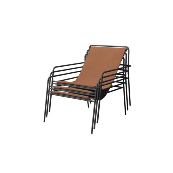 Fauteuil de jardin structure acier noir et assise polytextilène effet cuir GoodHome Petalii