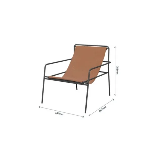 Fauteuil de jardin structure acier noir et assise polytextilène effet cuir GoodHome Petalii