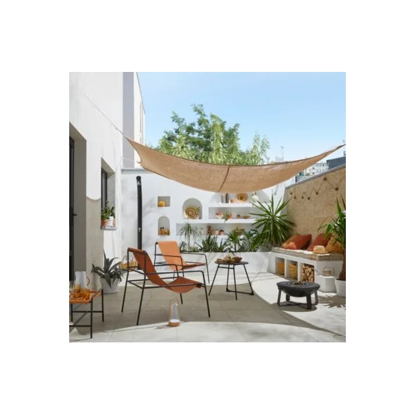 Fauteuil de jardin structure acier noir et assise polytextilène effet cuir GoodHome Petalii