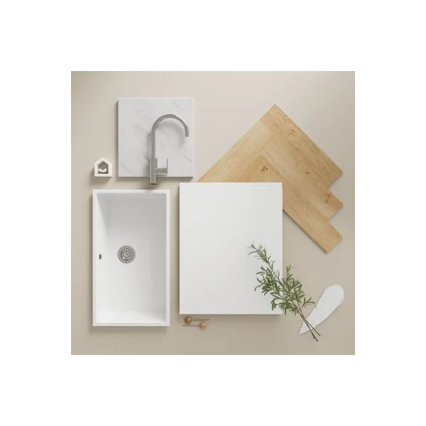 Façade de cuisine hotte / casserolier Garcinia blanc mat l. 40 cm GoodHome Garcinia