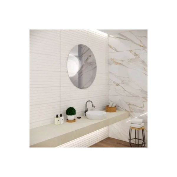 Faïence murale Aragone décor UP blanc 30 x 90 cm