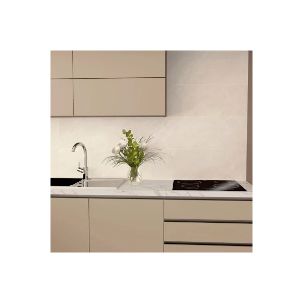 Faïence murale beige effet marbre brillant L.90 x l.30 cm x ép.10,5 mm, Balmoral