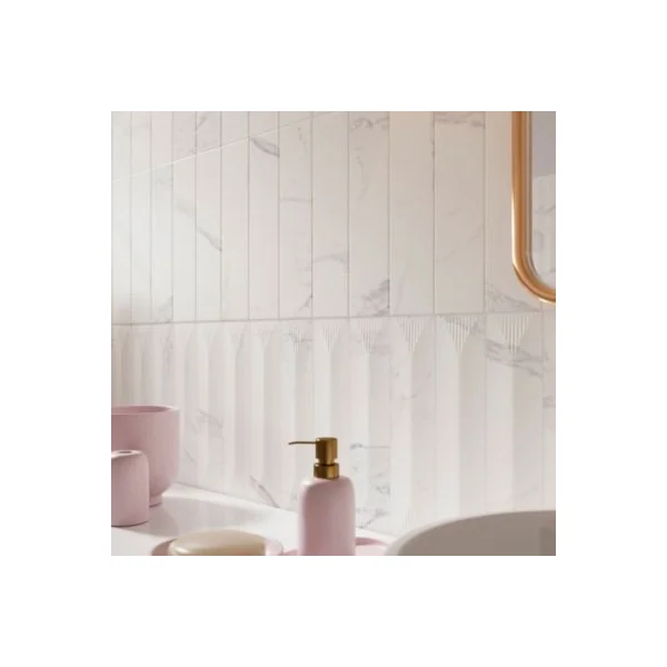 Faïence murale effet marbre calacatta blanc satin L.30 x l.7 cm, Minerra