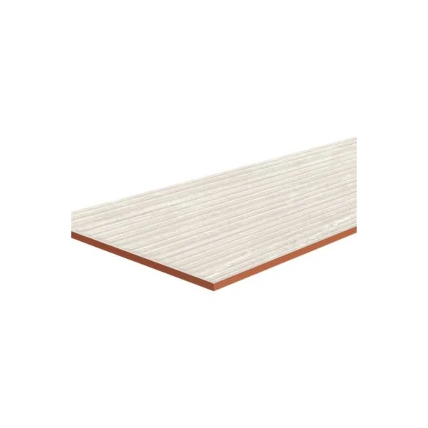 Faïence murale ivoire mat décor fines cannelures L.60 x l.20 cm x ép.9,4 mm, Soft Travertin