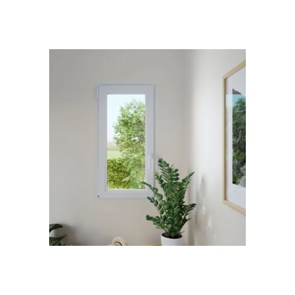 Fenêtre 1 vantail oscillo-battante, tirant gauche double vitrage GoodHome en PVC blanc l.45 x H.68 cm