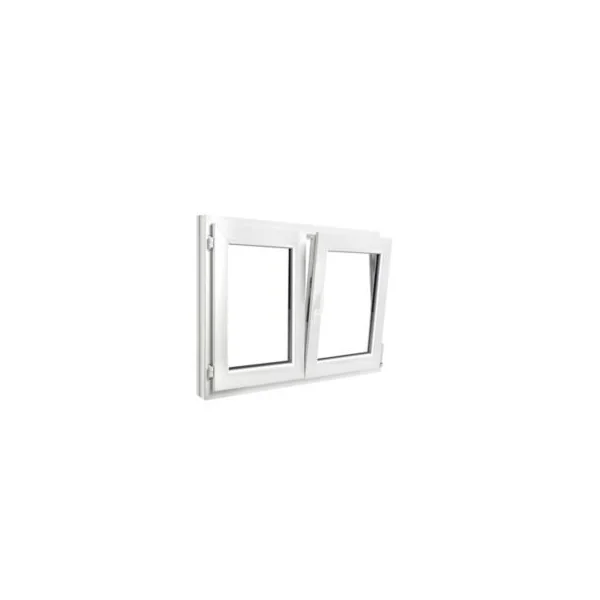 Fenêtre 2 vantaux oscillo-battante, tirant droit double vitrage GoodHome en PVC blanc l.105 x H.78 cm