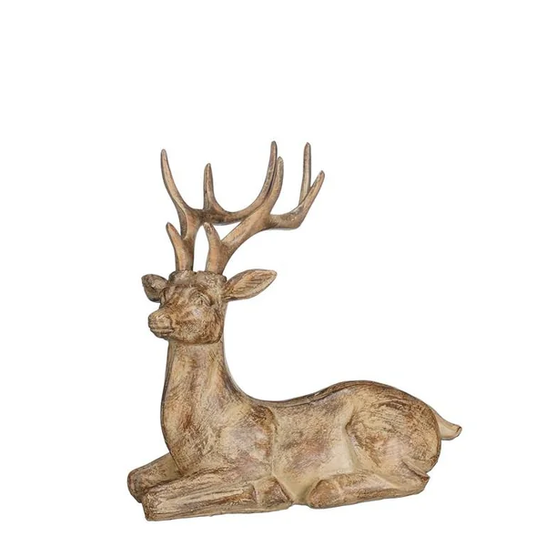 Figurine de renne marron en résine - 16 x 11 x 17 cm