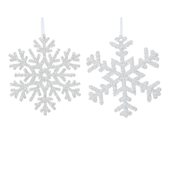 Flocon de neige scintillant XL blanc à suspendre - Ø 20 cm